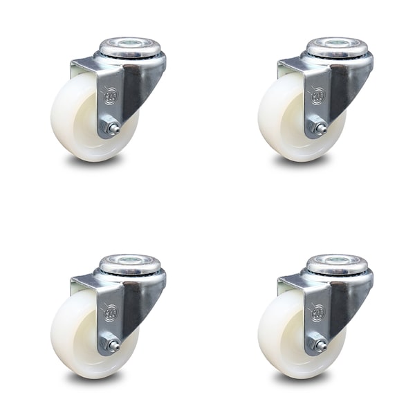 3 Inch Nylon Wheel Swivel Bolt Hole Caster Set